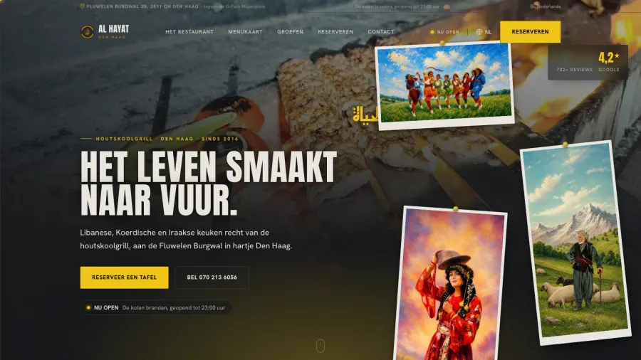 De homepage van Restaurant Al Hayat in Den Haag