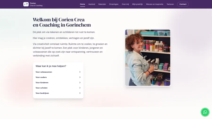 De homepage van Corien Crea & Coaching in Gorinchem