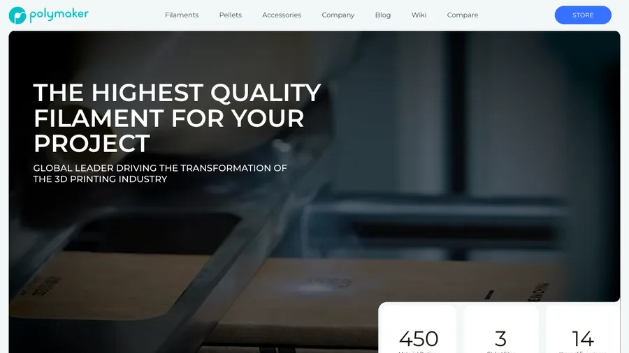 The Polymaker website, a ZAZU client