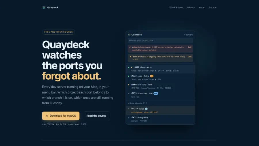De open-source macOS-app Quaydeck