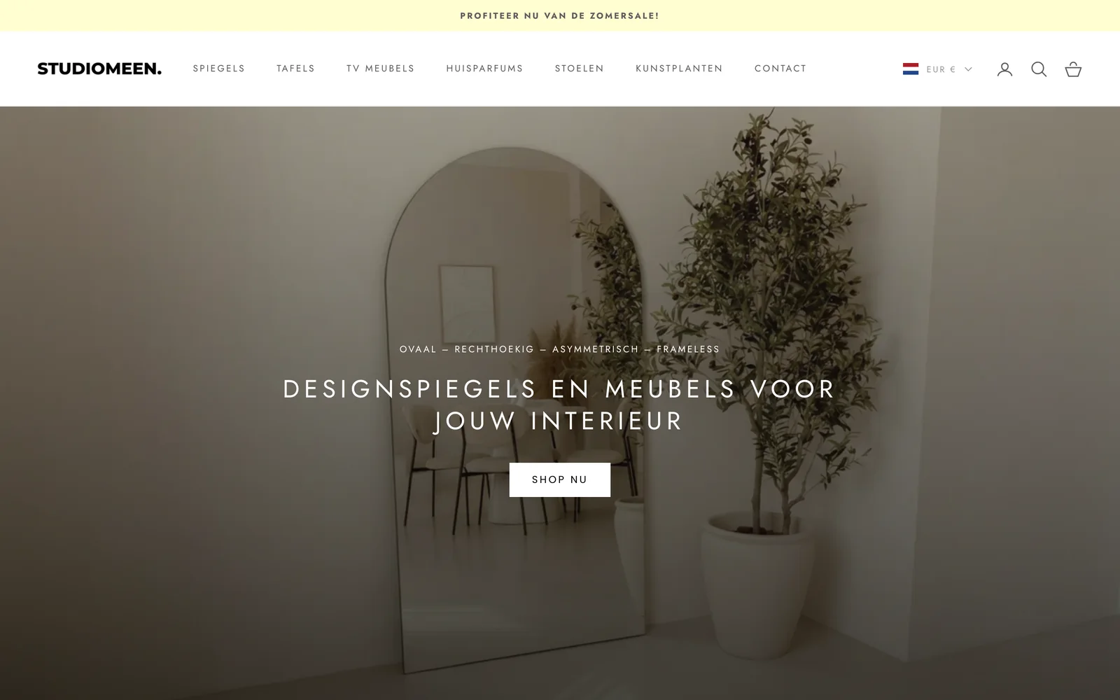 De homepage van StudioMeen, door ZAZU gebouwd