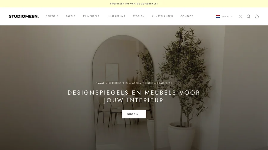 De homepage van StudioMeen, door ZAZU gebouwd