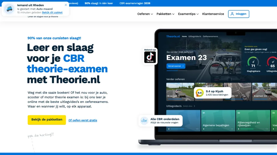 The Theorie.nl website, a ZAZU client